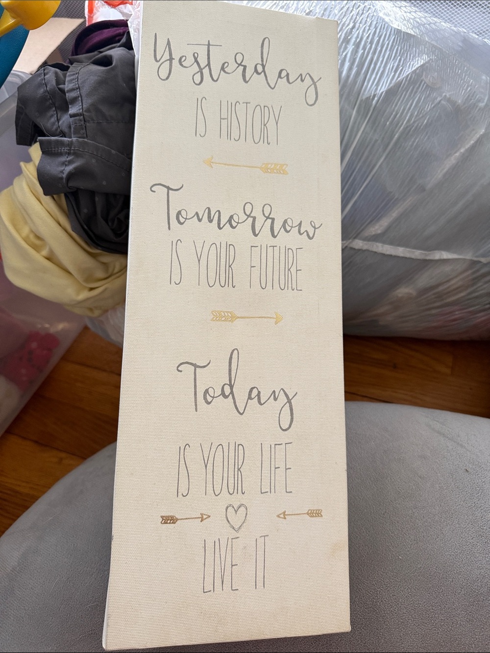 Inspirational 'Yesterday Tomorrow Today' Beige Wall Plaque